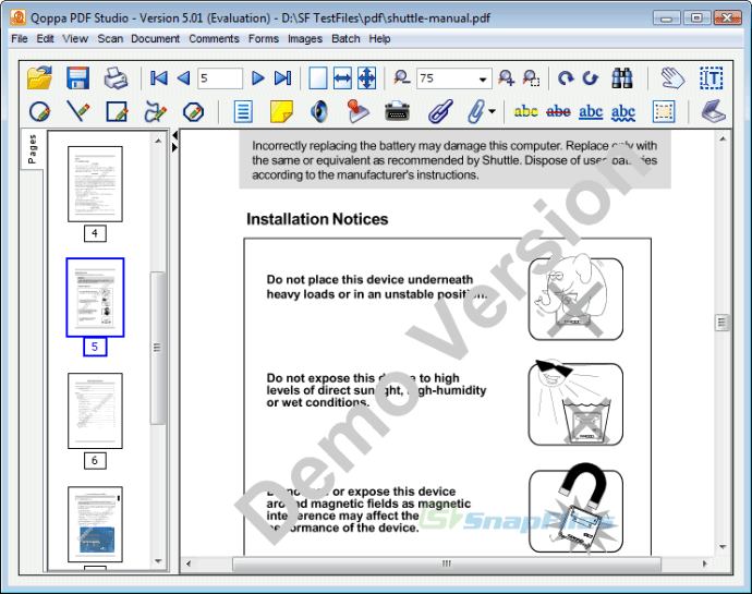 screen capture of PDF Studio
