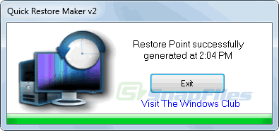 screen capture of Quick Restore Maker