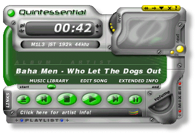 screen capture of Quintessential Player (QCD)