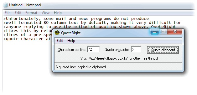 screen capture of QuoteRight