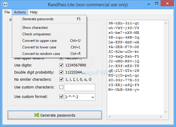 screenshot of RandPass
