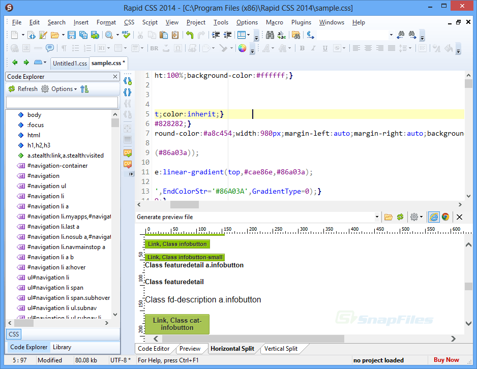 screenshot of Rapid CSS Editor