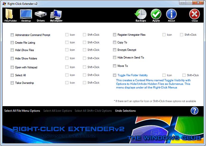 screen capture of Right-Click Extender