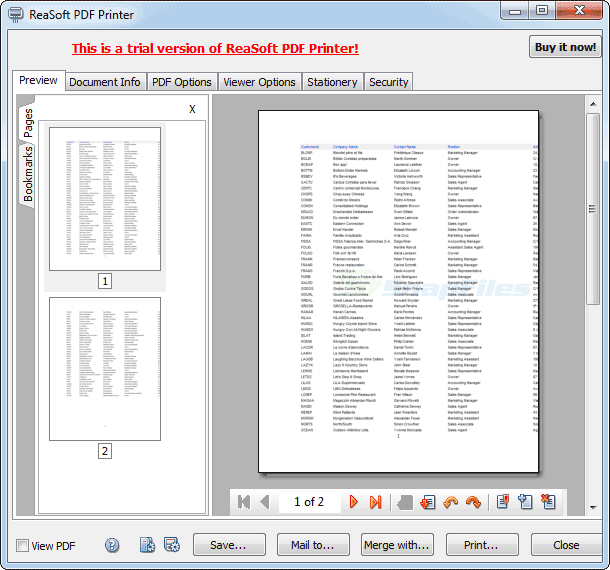 screen capture of ReaSoft PDF Printer