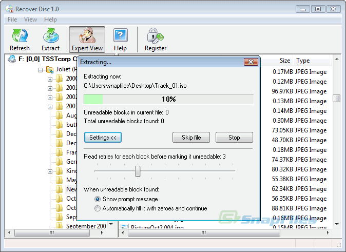 screenshot of Recover Disc