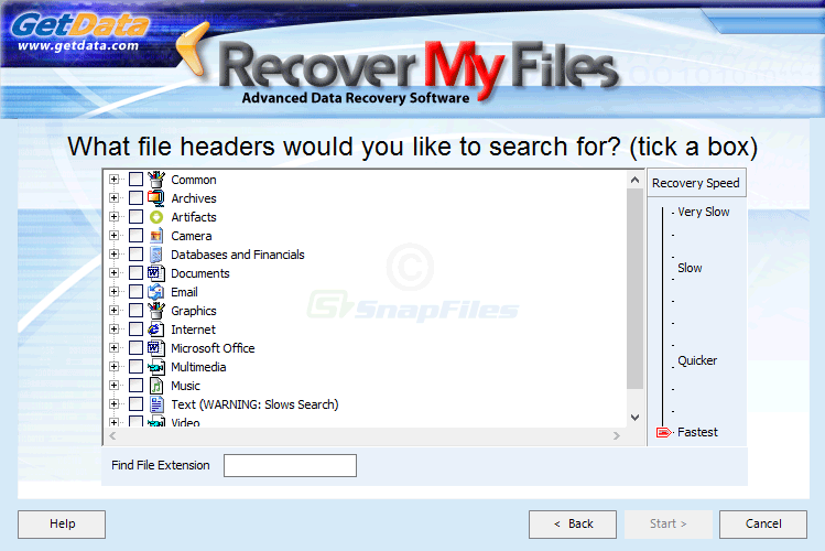 screenshot of Recover My Files