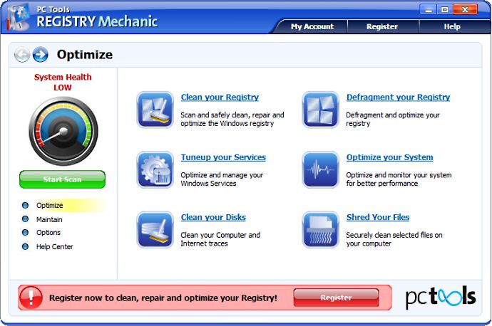 screenshot of Registry Mechanic