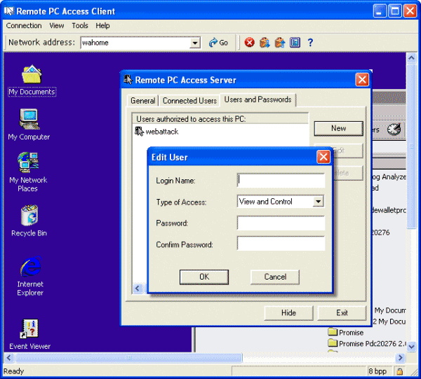 screen capture of Access Remote PC