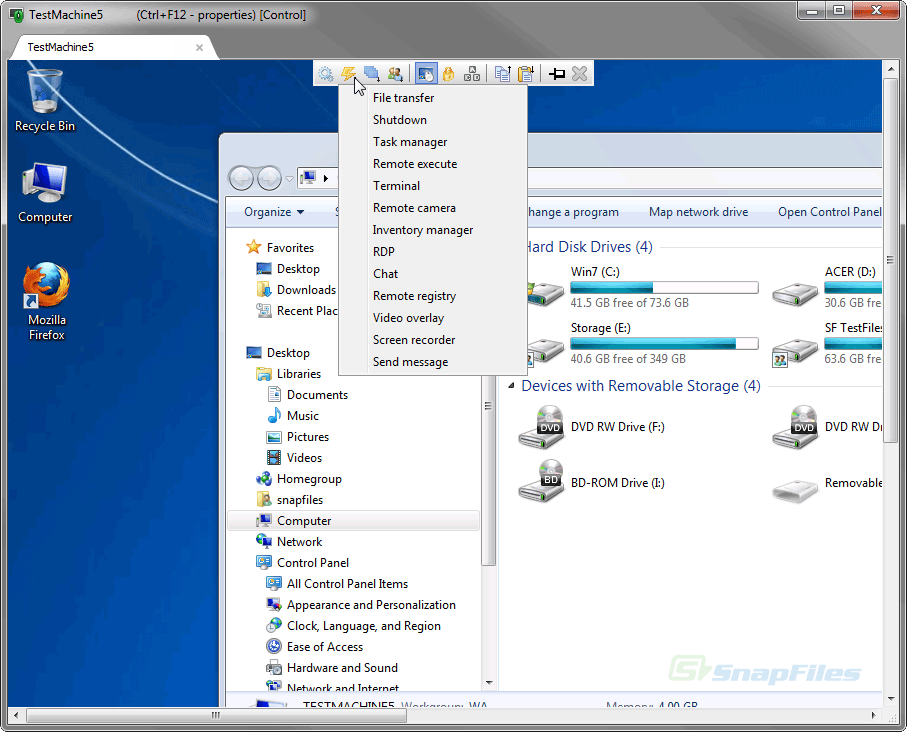screen capture of Remote Utilities Free