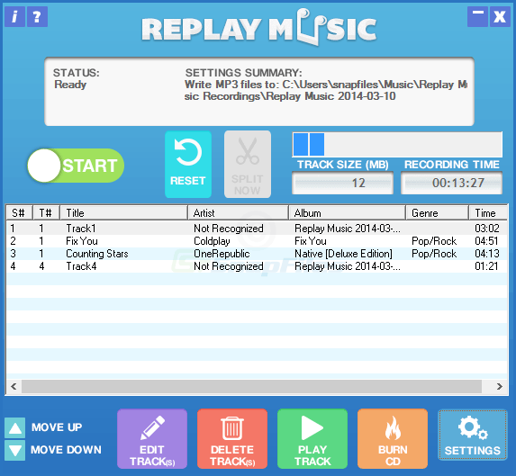screen capture of Replay Music