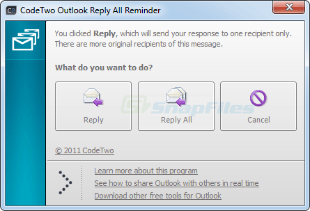 screen capture of CodeTwo Outlook Reply All Reminder