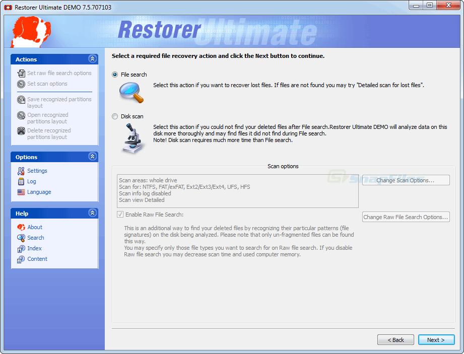 screenshot of Restorer Ultimate