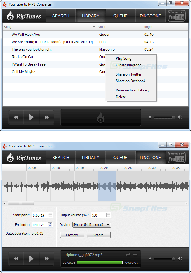 screenshot of RipTunes