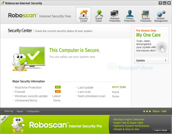 screen capture of Roboscan Internet Security Free