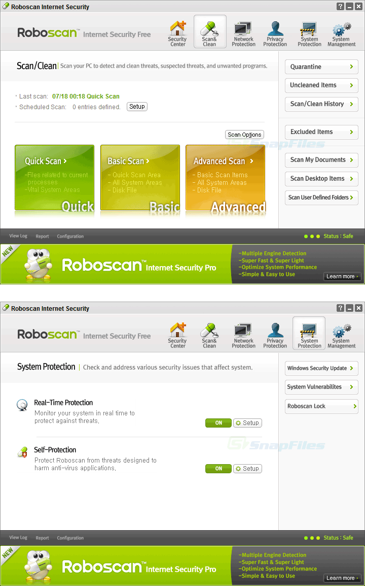 screenshot of Roboscan Internet Security Free