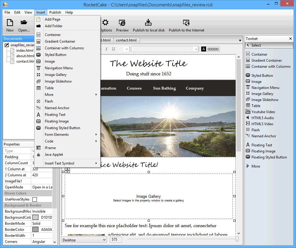 screenshot of RocketCake