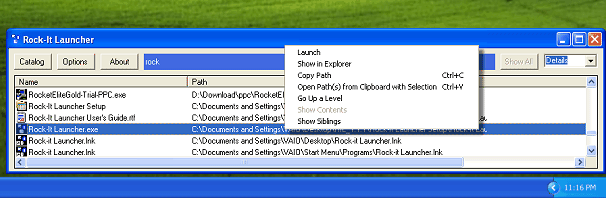 screen capture of Rock-It Launcher