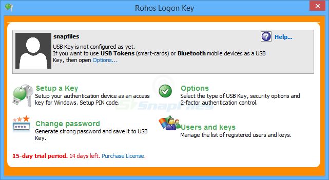 screen capture of Rohos Logon Key