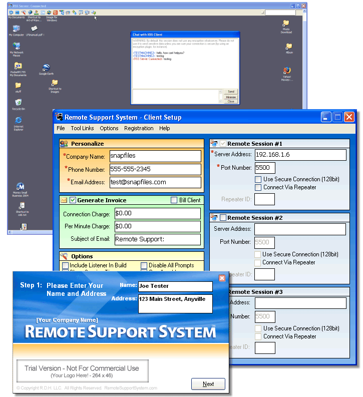 screen capture of Remote Support System