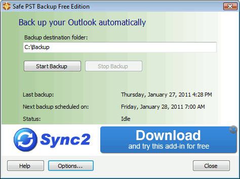 screen capture of Safe PST Backup (Free Edition)