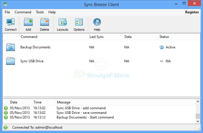 screen capture of SyncBreeze Server