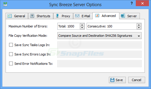 screenshot of SyncBreeze Server