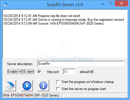 screenshot of ScanRnServer
