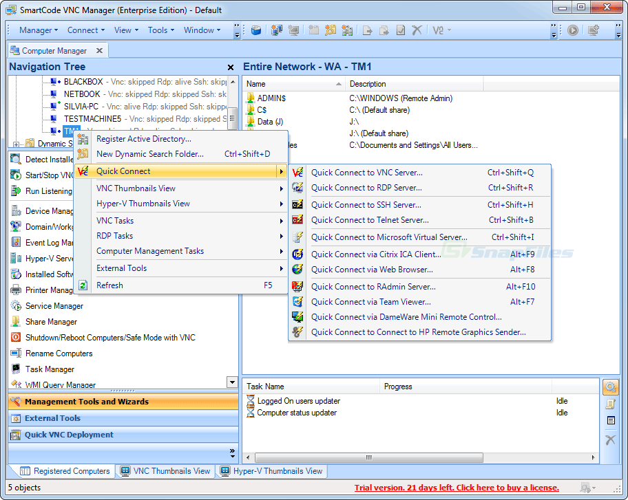 screen capture of SmartCode VNC Manager