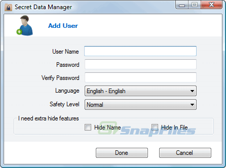 screenshot of Secret Data Manager