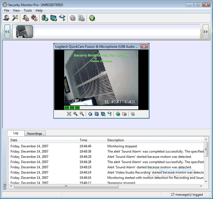 screen capture of Security Monitor Pro