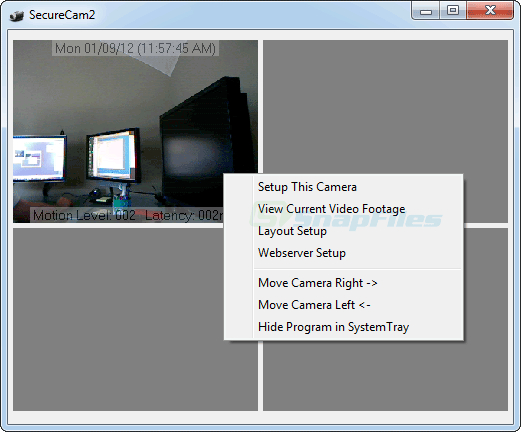 screen capture of Secure Cam