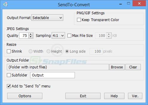 screen capture of SendTo-Convert