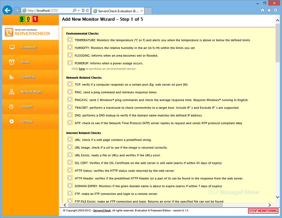 screenshot of ServersCheck Monitoring Software