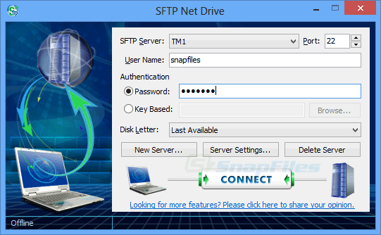 screen capture of SFTP Net Drive
