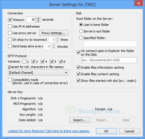 screenshot of SFTP Net Drive