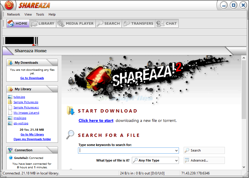 screen capture of Shareaza