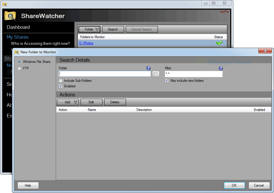 screenshot of ShareWatcher
