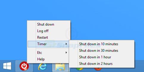 screen capture of Shutdown8