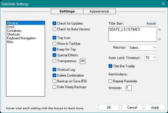screenshot of SideSlide