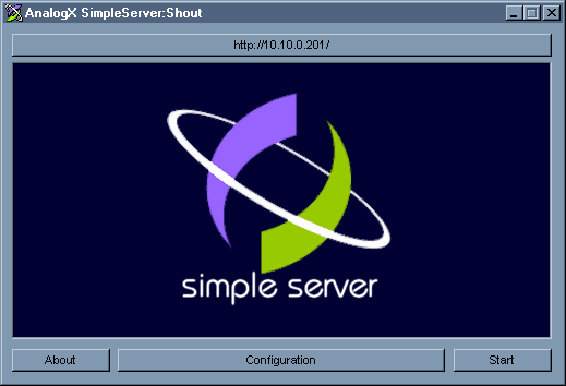 screen capture of AnalogX SimpleServer:Shout
