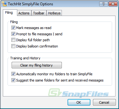 screenshot of SimplyFile for Microsoft Outlook