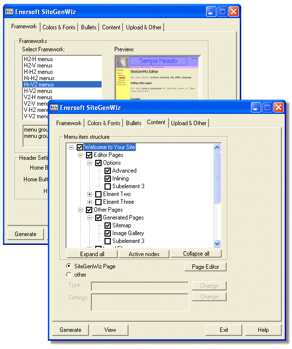 screen capture of Enersoft SiteGenWiz