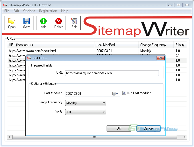 screen capture of Sitemap Writer Pro