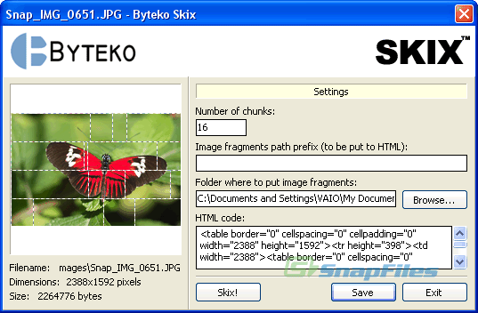 screen capture of Byteko Skix