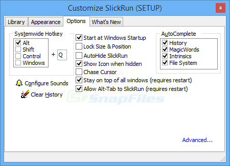 screenshot of SlickRun