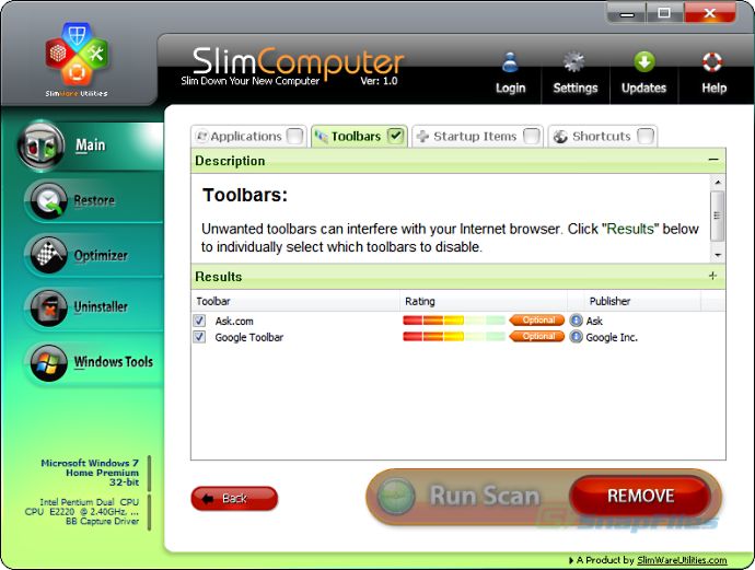screenshot of SlimComputer