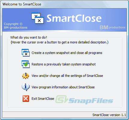 screen capture of SmartClose