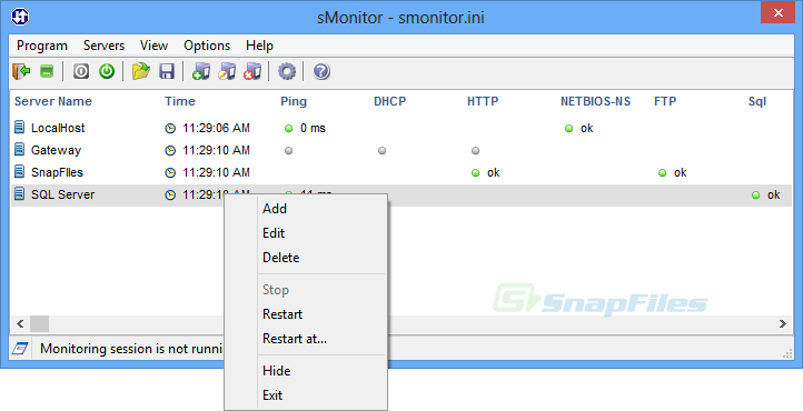 screen capture of sMonitor
