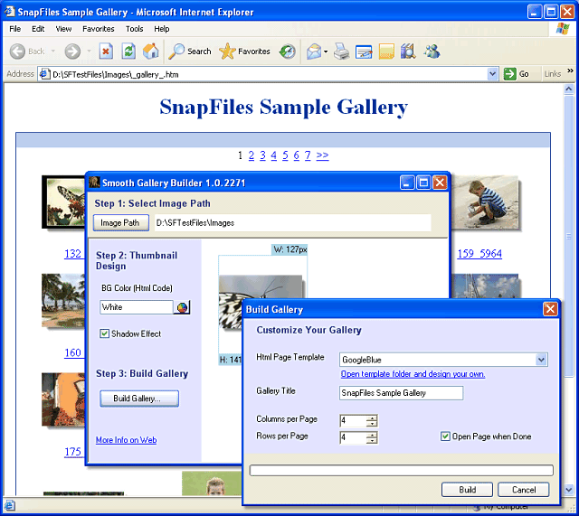 screen capture of Smooth Gallery Builder