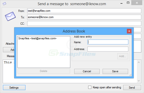 screenshot of SMTP Mail Sender